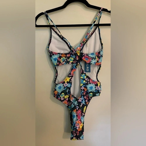 NWT AOLRO Womens Swimsuit Floral‎ High-Cut Cheeky Adjustable Straps Padding - Picture 3 of 6